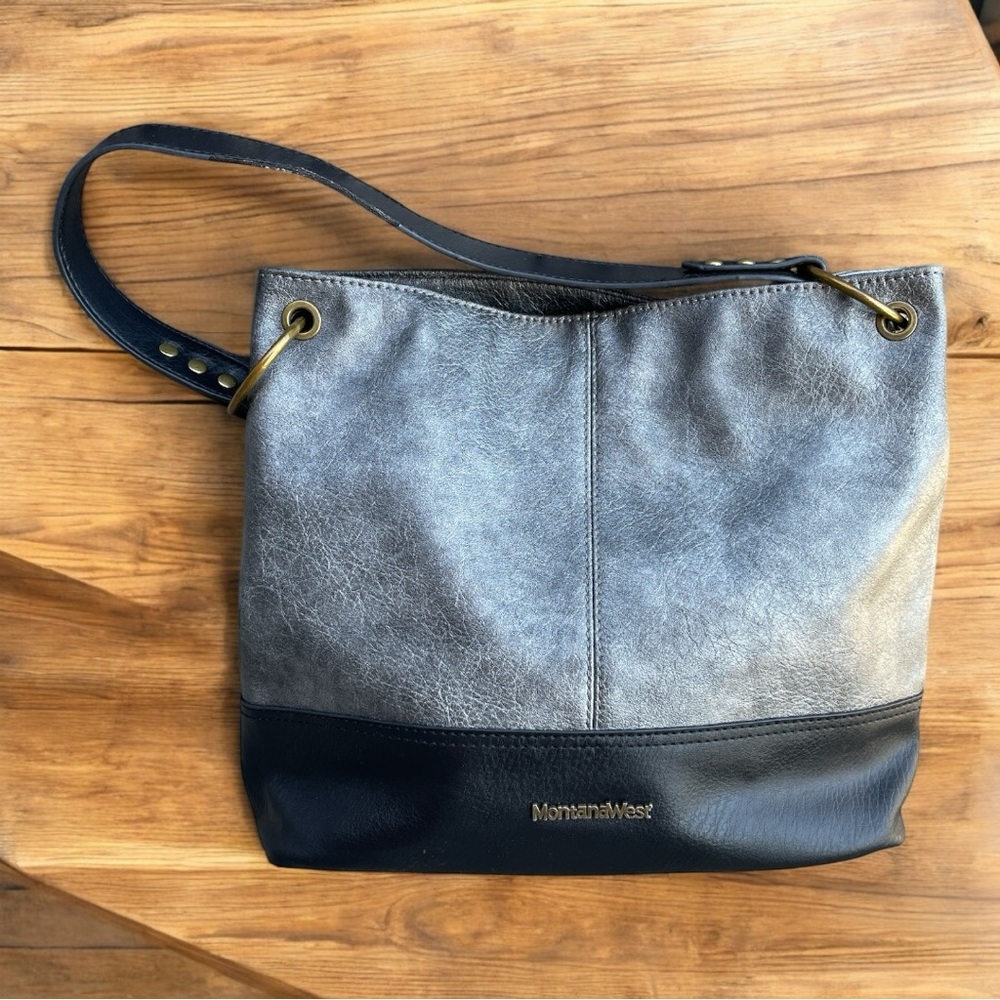 Montana West Gray and Black Shoulder Bag with Slouchy Design